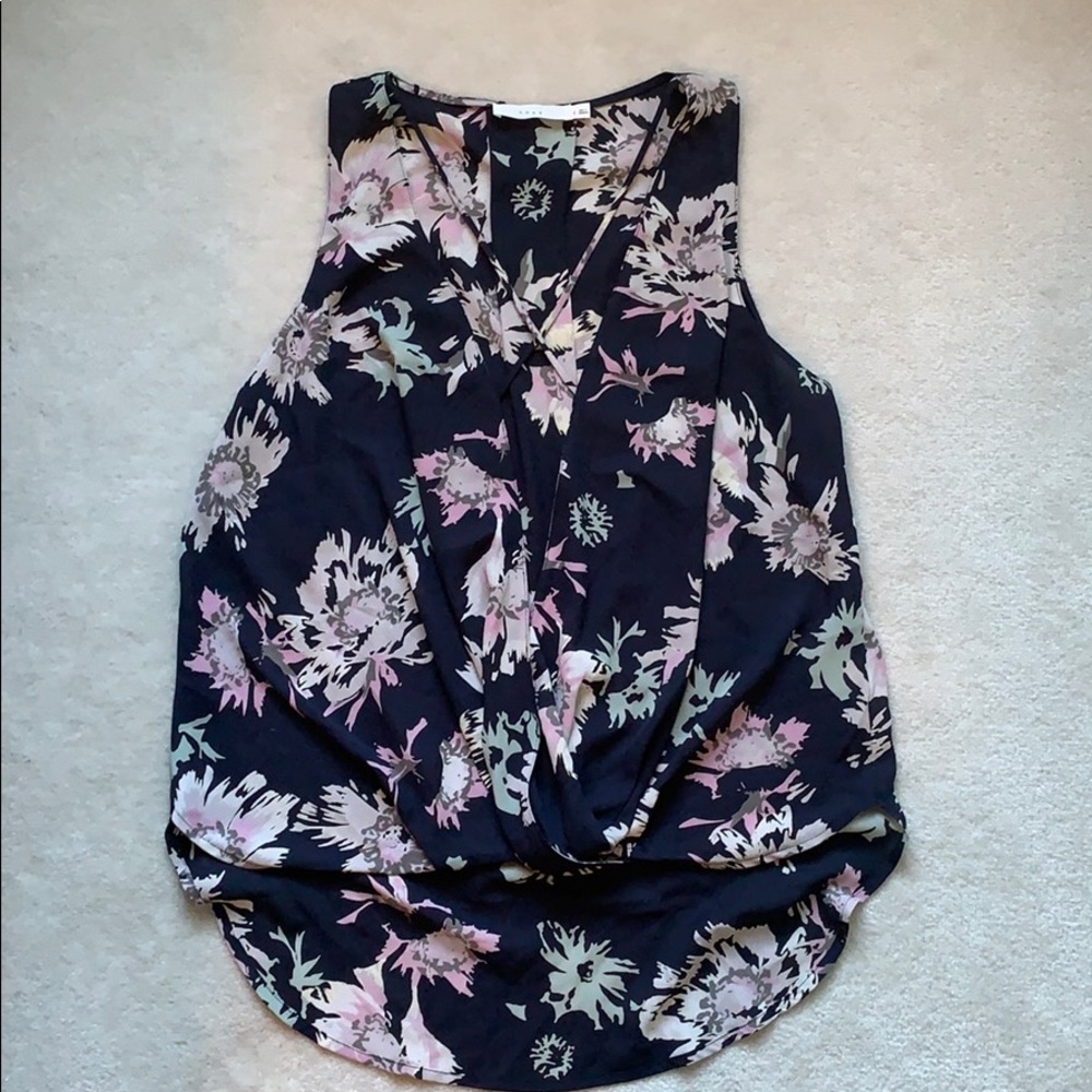 Lush Floral Wrap Blouse Tank